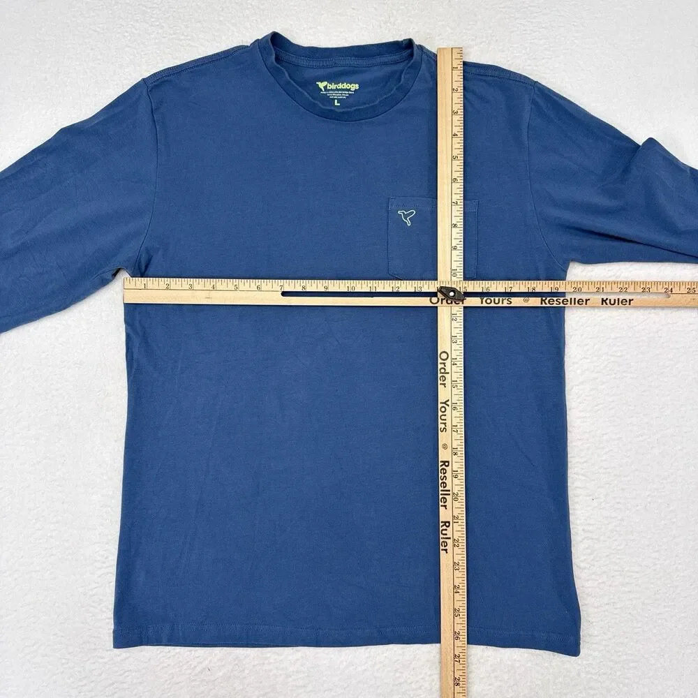 Birddogs Shirt Mens Size Large‎ Blue Long Sleeve Tee Stretch Casual Chest Pocket